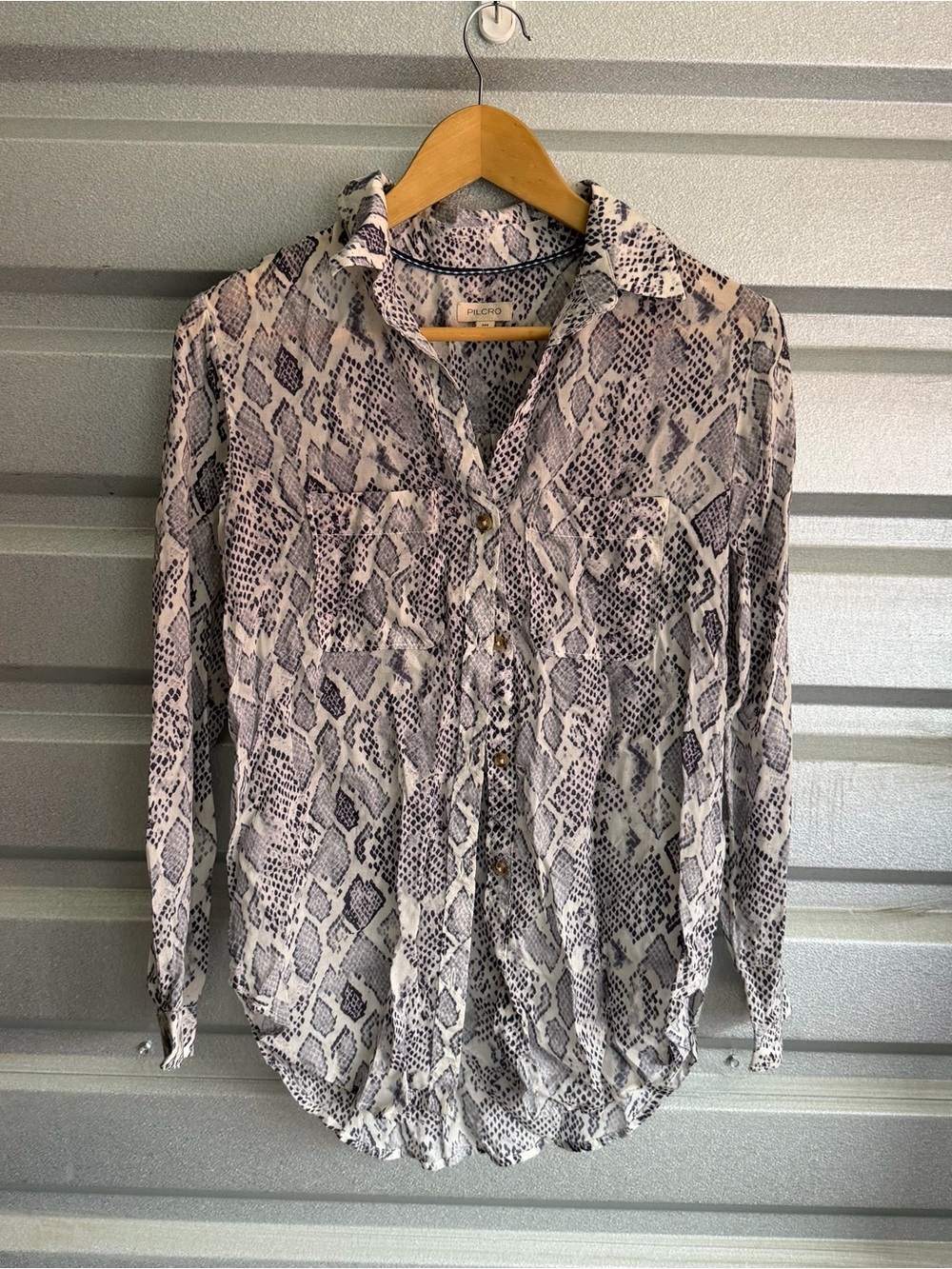 Anthropologie Pilcro Snake Print Button-Down Blouse